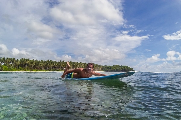 Surfing off Siargao Island, Philippines