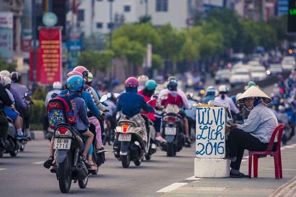 Motorcycle rush hour in Ho Chi Minh City, Vietnam
