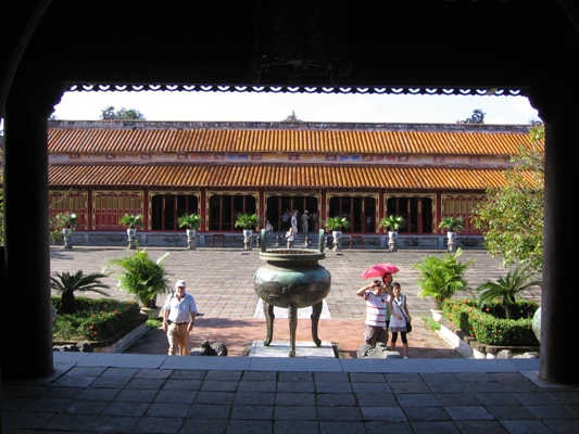 Temple view at Forbidden Purple Palace, Hue, Vietnam.