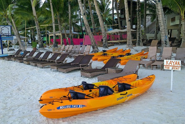 Kayak for rent on Boracay White Beach, Philippines