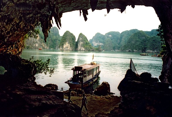 Cave opening in HaLong Bay, Vietnam.