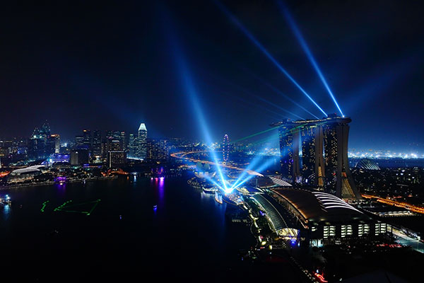 Light show at Marina Bay, Singapore. Image courtesy of Singapore Tourism Board.