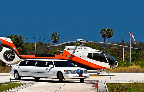 Helicopter and limo near Phuket, Thailand. Image © Tourism Authority of Thailand.