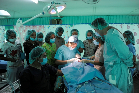 Operation Smile volunteers performing surgery in the Philippines