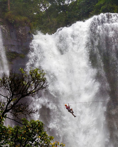 At Dong Hua Sao National Park, thrill-seekers can strap themselves to a high wire and zipline past roaring waterfalls and beautiful flora.